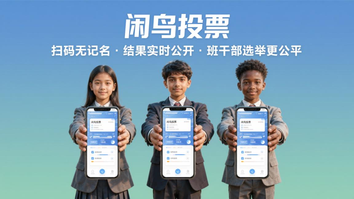 班干部选举怎么投票才公平？闲鸟投票，扫码无记名投票，结果实时公开